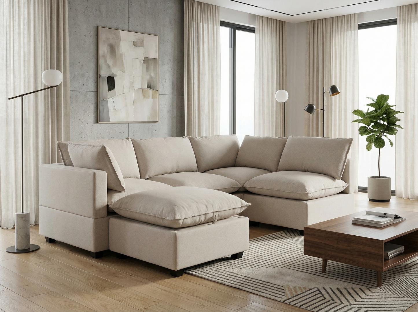 5 Piece L-Shape + Ottoman | Everyone Dream Sofa